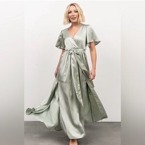 Baltic Born Light Green Satin Maxi Dress Size XL